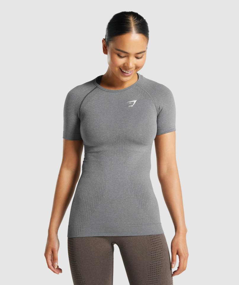 Women\'s Gymshark Vital Seamless 2.0 T-Shirts Grey | CA N30A51